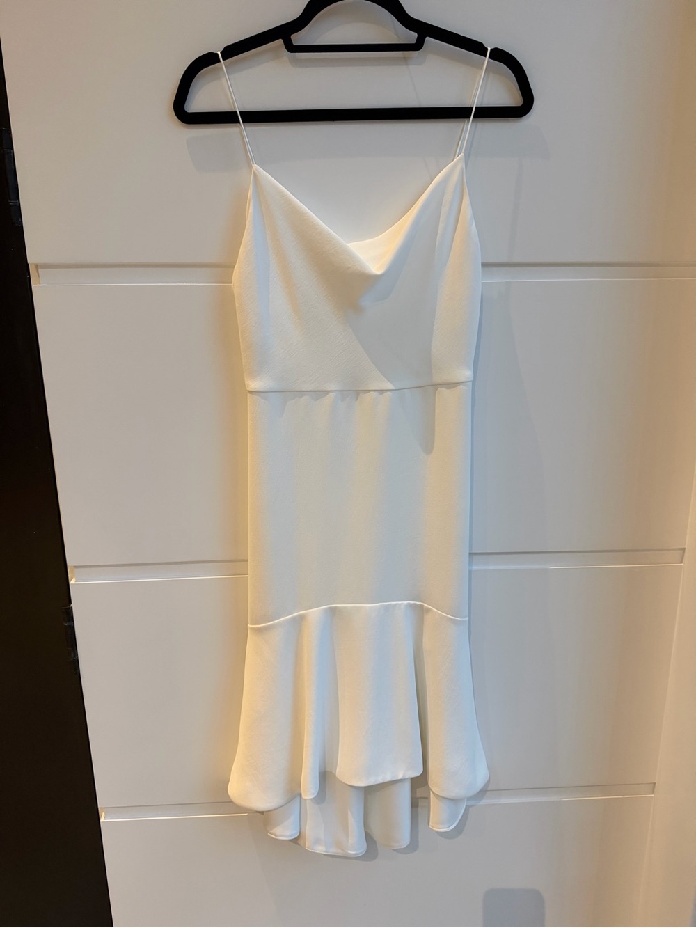 Elegant Cream Slip Midi Dress with Ruffle Hem
